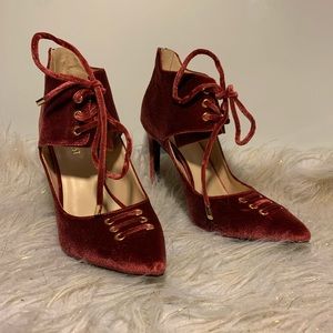 Nine West red velvet shoes